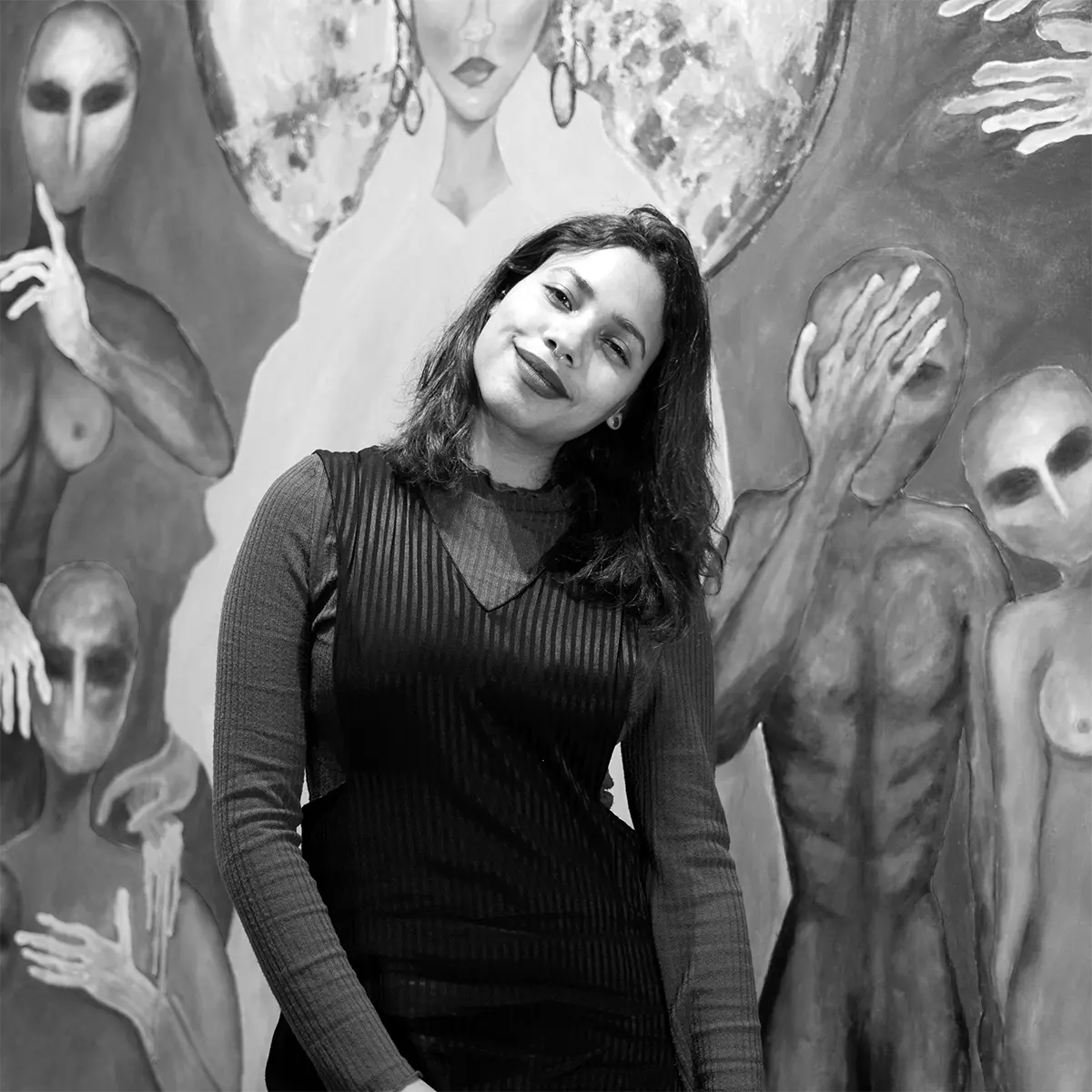 Retrato artístico de Sirya Arias con paleta